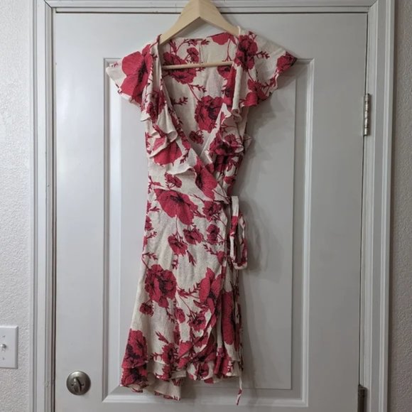 Free People Floral French Quarter wrap mini dress M - Picture 1 of 8